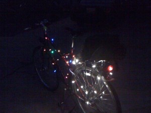 Bike with holiday lights