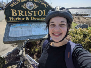 Alana with her bike in Bristol RI