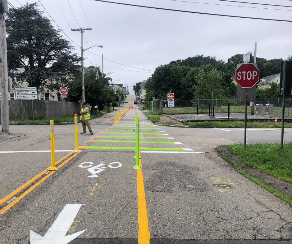 East Providence First Street Pilot Project is live! RI Bike Rhode